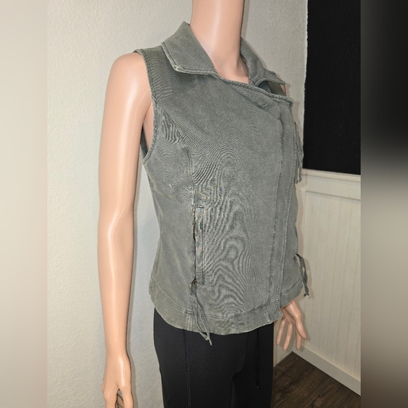 Anthropologie Marrakech Women's Small Green Moto Vest Zip Front - Picture 4 of 11